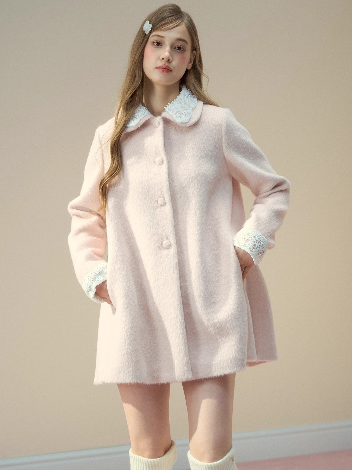 Rose Cape Wool-Blend Coat