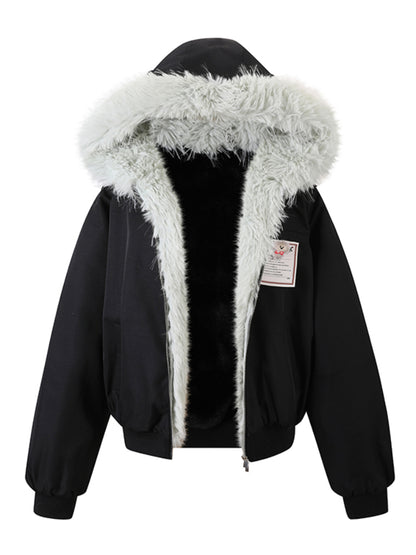 Eco-friendly Fur Splicing One-piece Coat