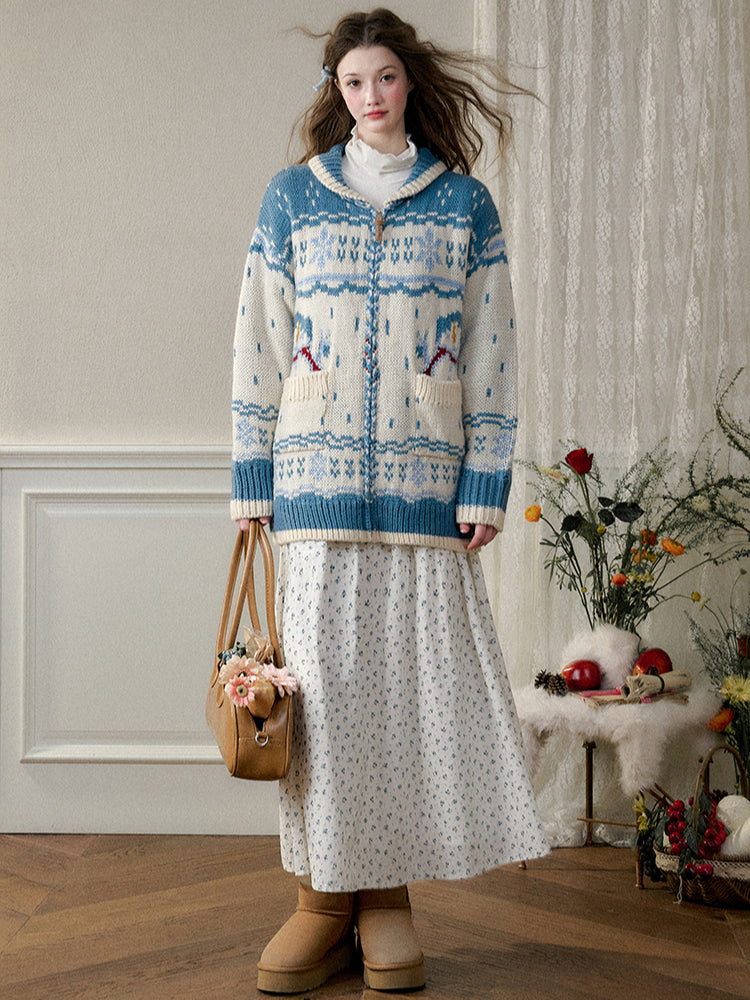 Nordic Island Wool Knitted Cardigan