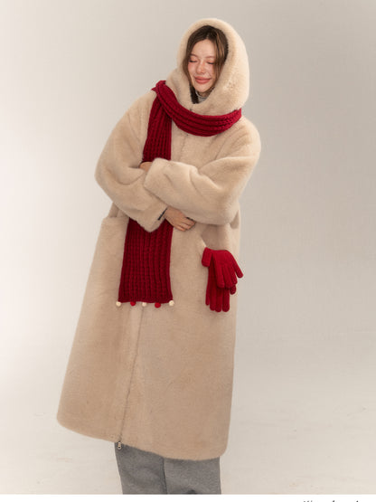 Apricot Faux Fur Long Coat