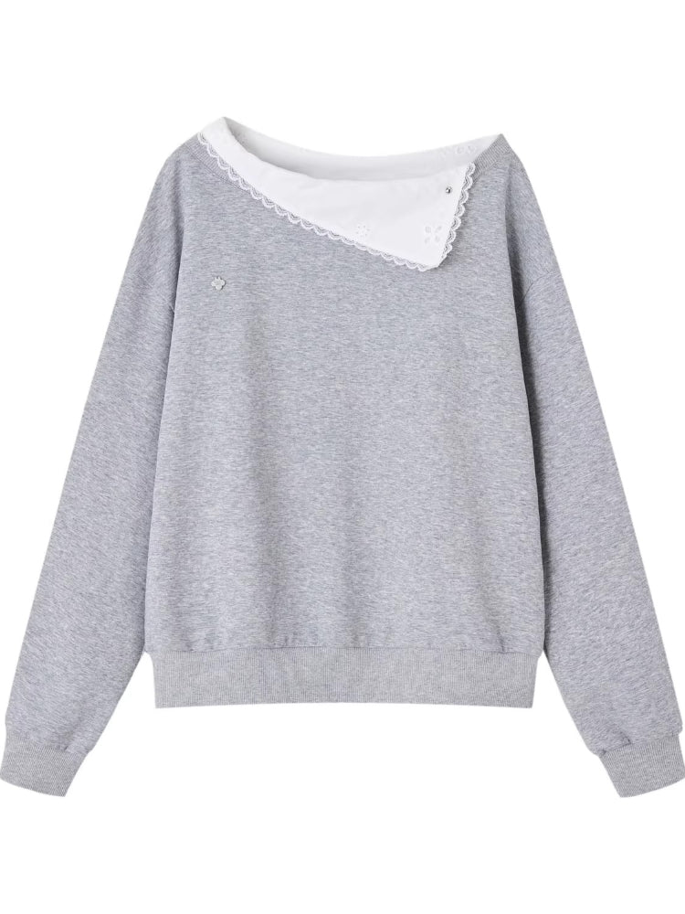 Detachable Spliced Collar Sweatshirt