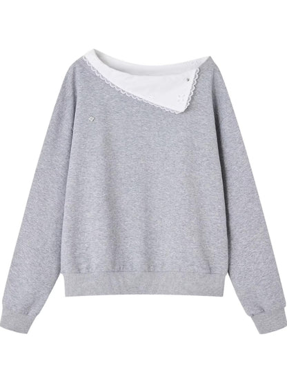 Detachable Spliced Collar Sweatshirt