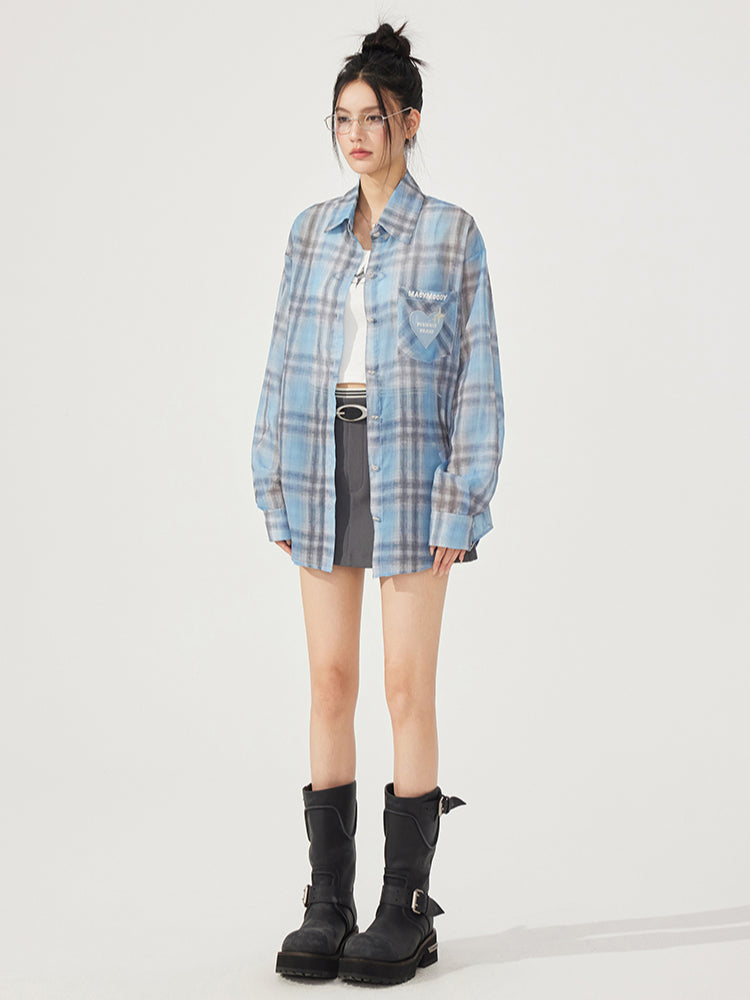 Heart Checkered Sun-protective Shirt - CHINASQUAD