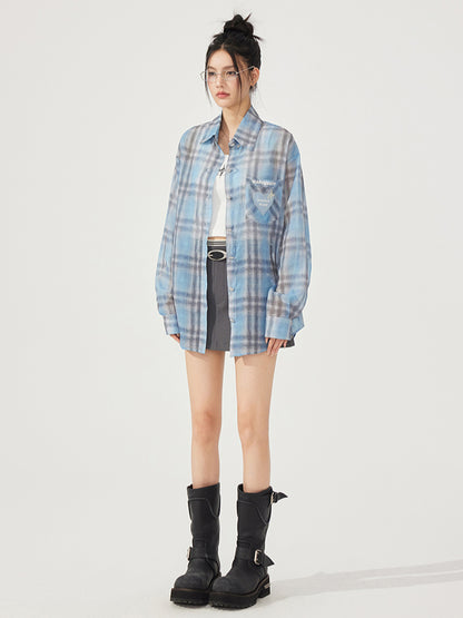 Heart Checkered Sun-protective Shirt - CHINASQUAD