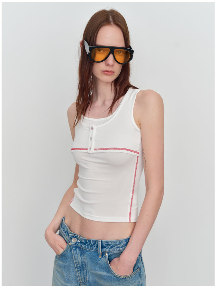 Fake Two-Piece U-Neck Camisole Tank Top