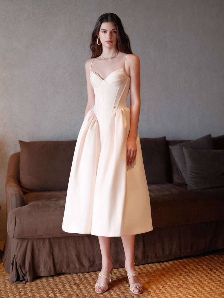 Satin Bow Detail Midi Dress - CHINASQUAD