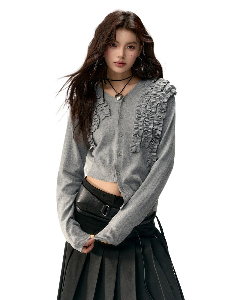 Irregular Ruffle Design Knit Top