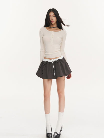 Black &amp; Silver Poplin High-Waist Skirt