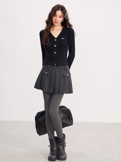 Shimmer Soft-Touch Knit V-Neck