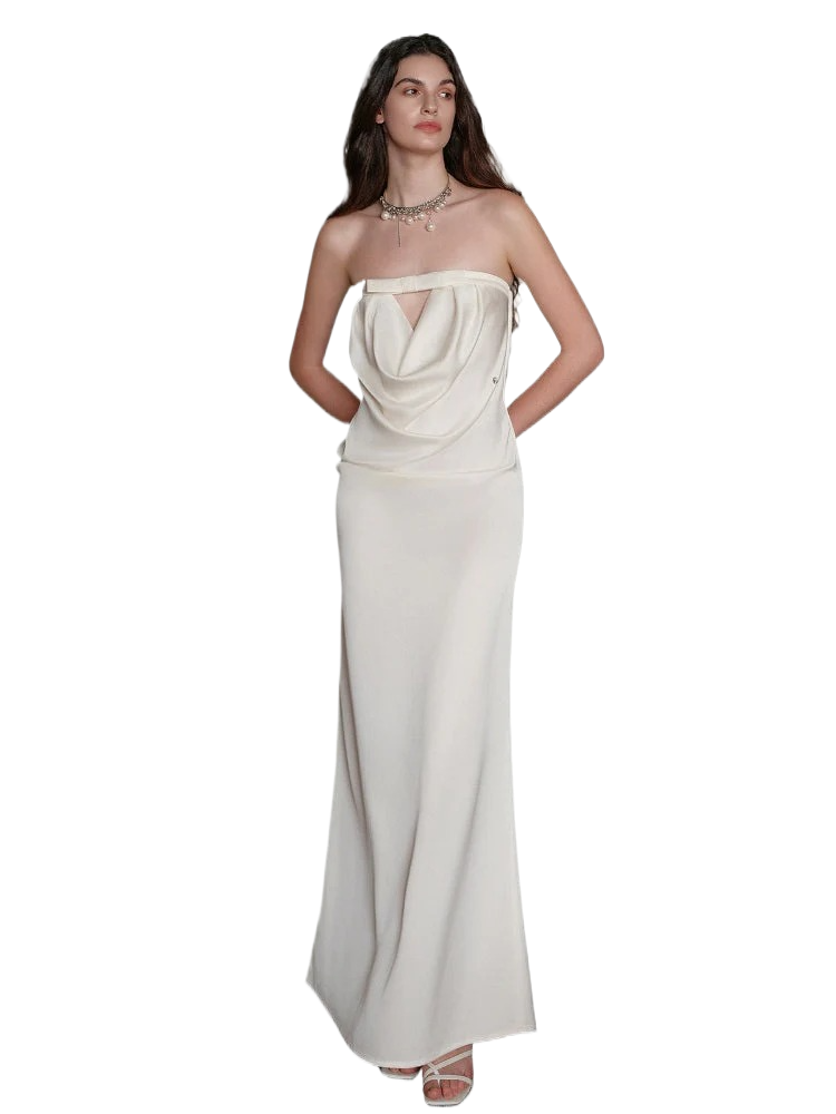 Halter Bowknot Cowl Neck Backless Dress
