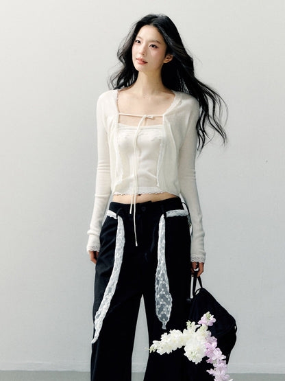 Sheer Shirt &amp; Inner Layer Two-Piece Set