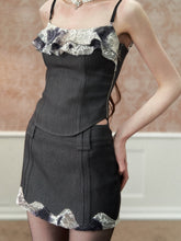 Gray Lace Patchwork Blazer & Tank Top & Skirt Set - CHINASQUAD