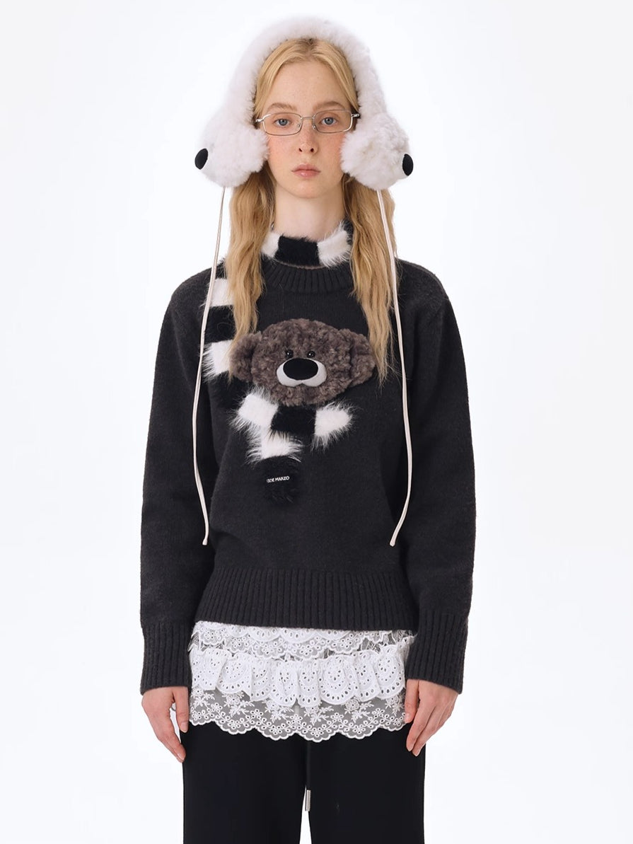 Bear Knit Sweater &amp; Scarf Set