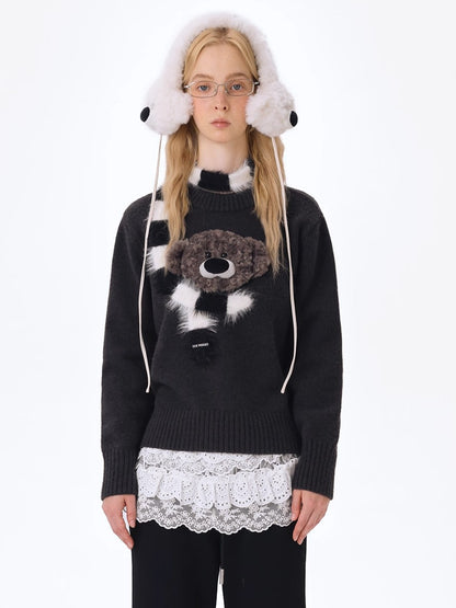 Bear Knit Sweater &amp; Scarf Set