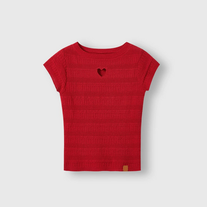 Heart-Cut Linen Blend Fitted Tee