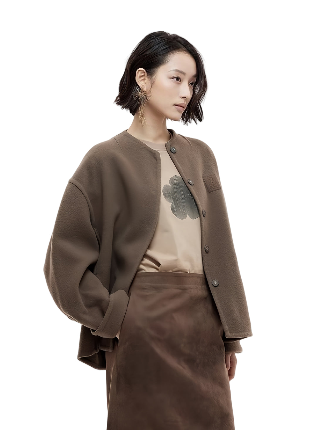 Wool-Blend Cropped Coat