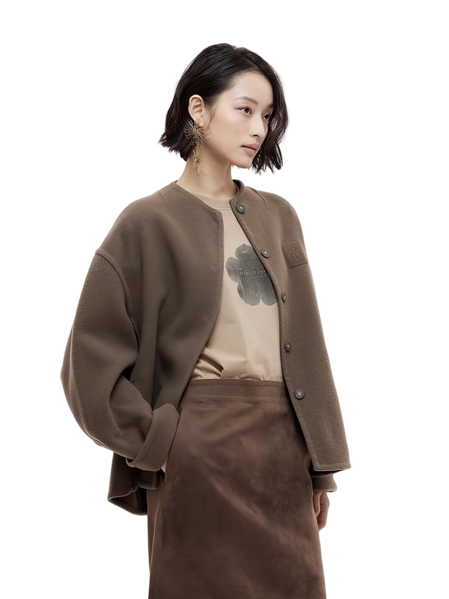 Wool-Blend Cropped Coat