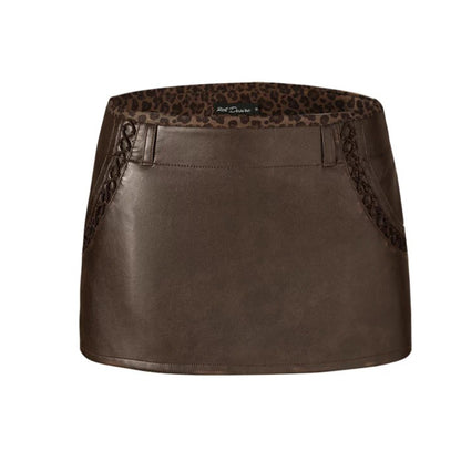 Faux Leather Lace-Up Mini Skirt Shorts