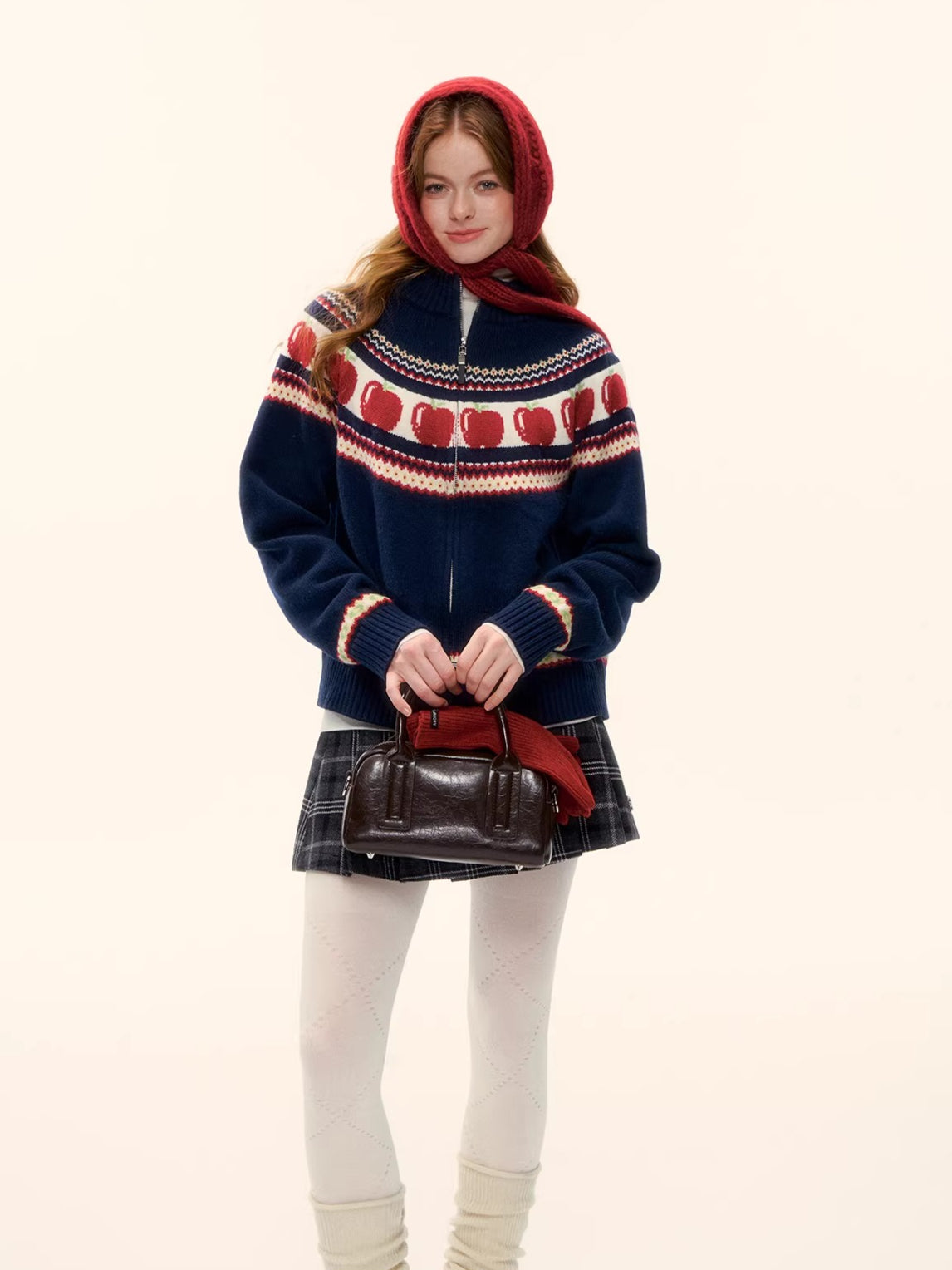 Zip-Up Wool-Blend Knit Cardigan