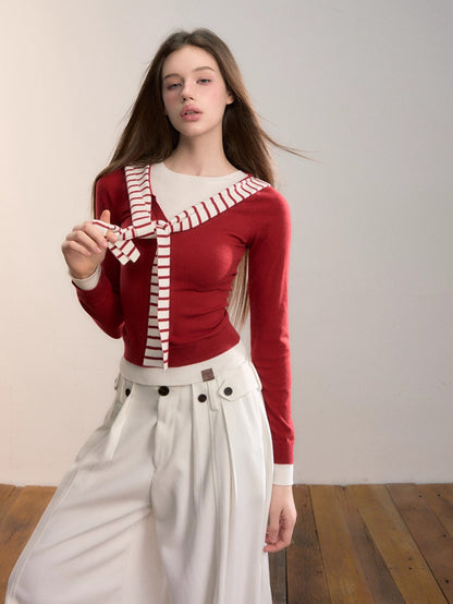 Contrast Hooded Layered Knit Turtleneck