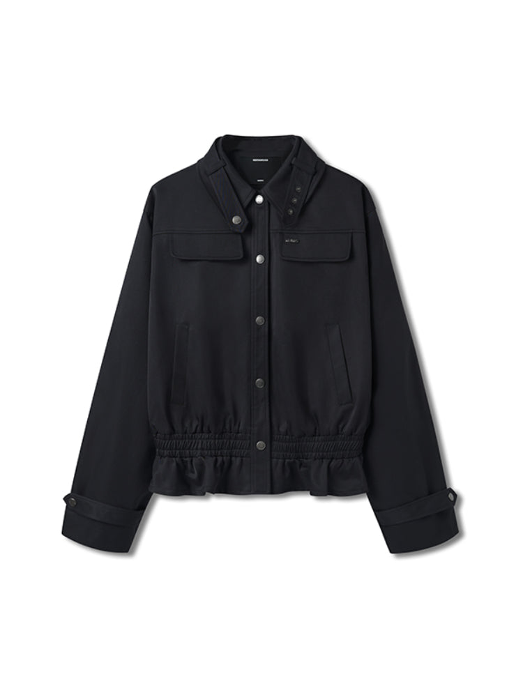 Fine Twill Wrinkle-Resistant Hem Pleated Silhouette Jacket - CHINASQUAD