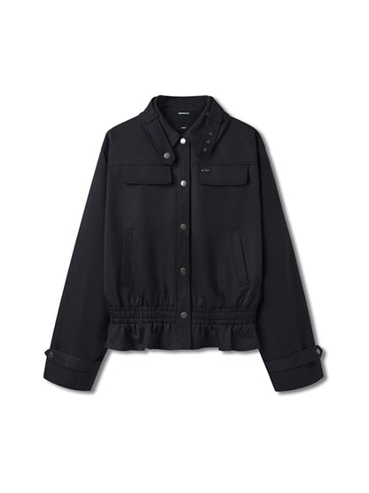 Fine Twill Wrinkle-Resistant Hem Pleated Silhouette Jacket - CHINASQUAD