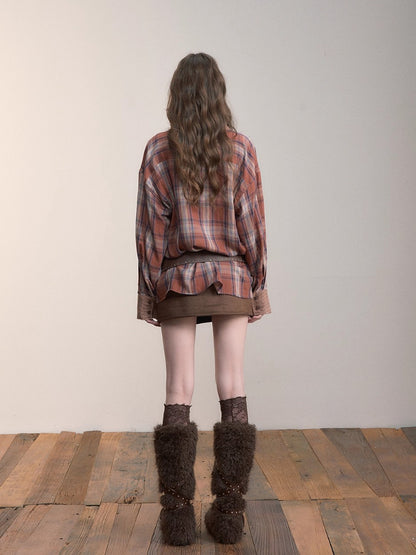Checkered Loose Long-Sleeve Shirt