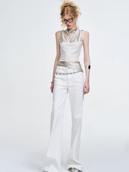 Sequined Knit Sleeveless Tank Top