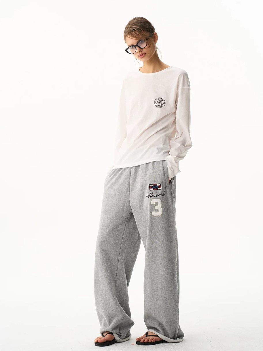 Multi-Color Embroidered Raw-Edge Sweatpants