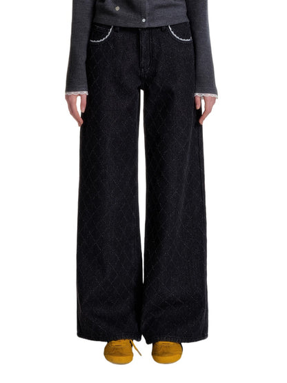 Diamond Jacquard Denim Pants