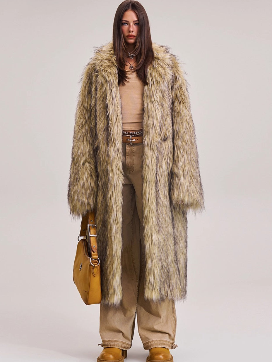 Cross Relic Wilderness Hunter Long Faux Fur Coat