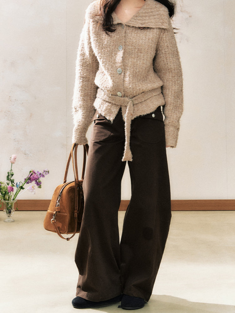 Two-Tone Flared Wide-Leg Pants