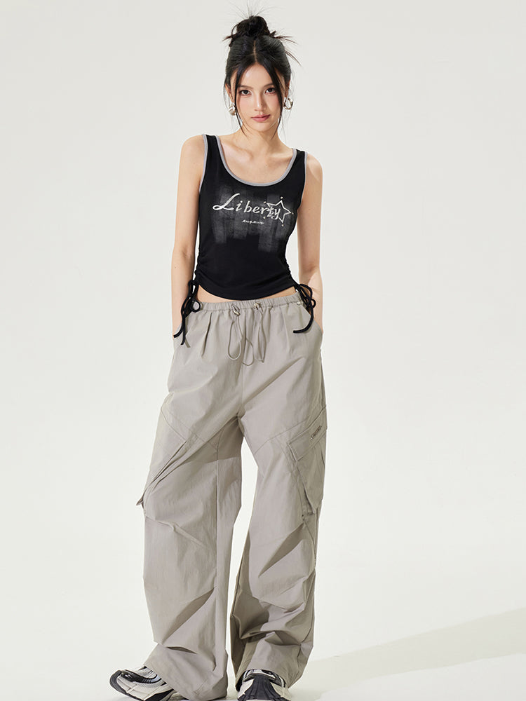 Color-block Tie-up Fitted Tank Top - CHINASQUAD
