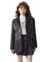 Vintage Brown Embroidered Leather Jacket & Skirt Set - CHINASQUAD