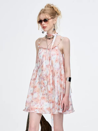 Pink Floral A-Line Camisole Dress