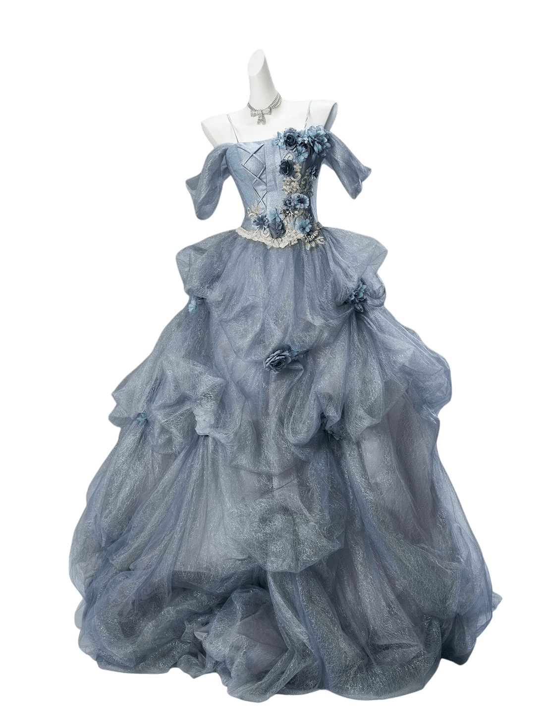 Underwater World Tulle Gown with Floral Embellishments