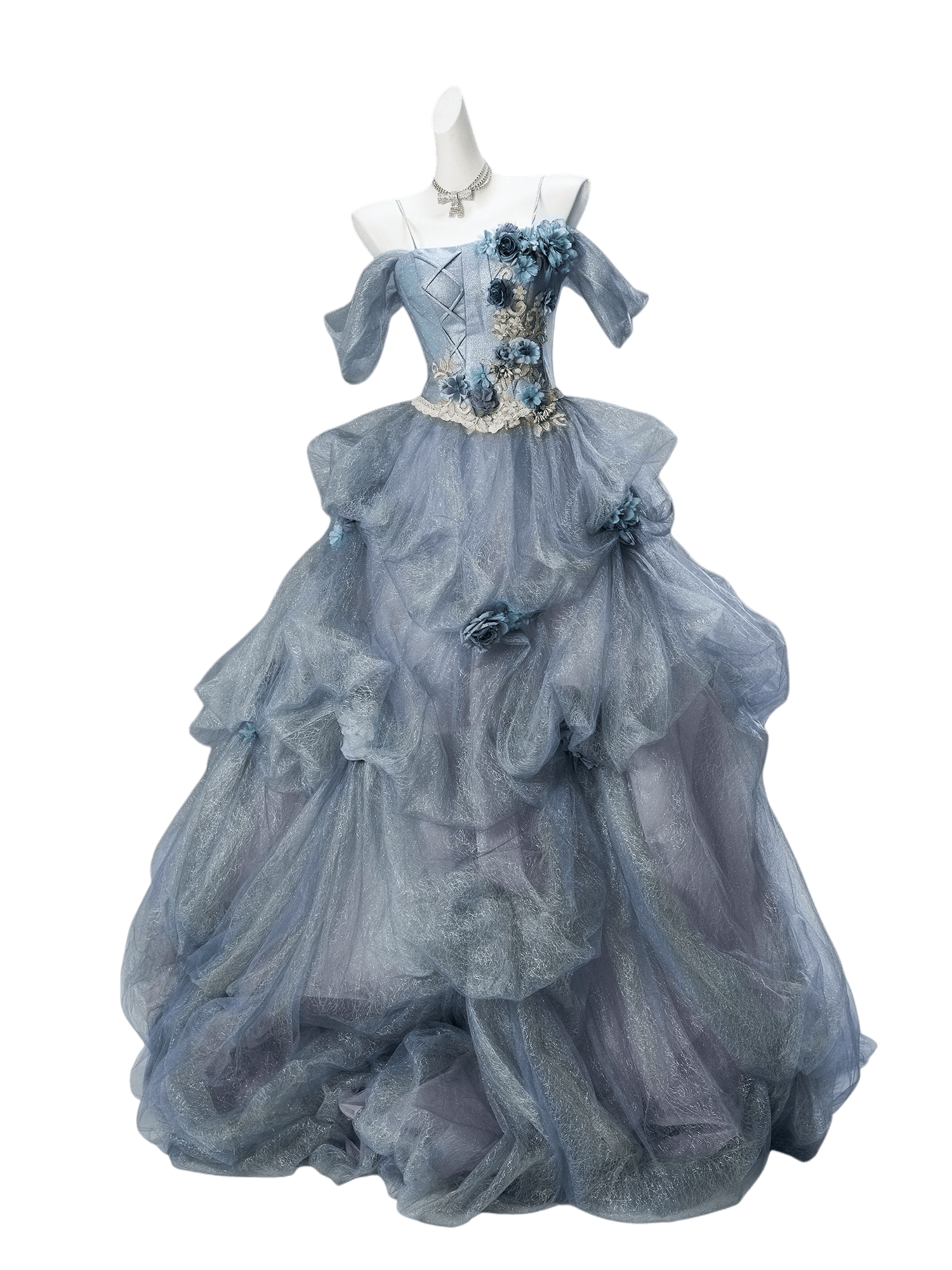 Underwater World Tulle Gown with Floral Embellishments