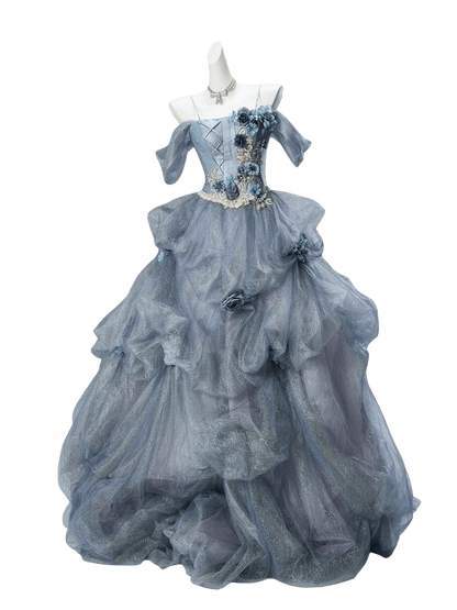 Underwater World Tulle Gown with Floral Embellishments