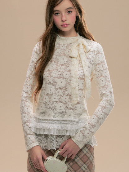 Beige Lace Base Layer Top