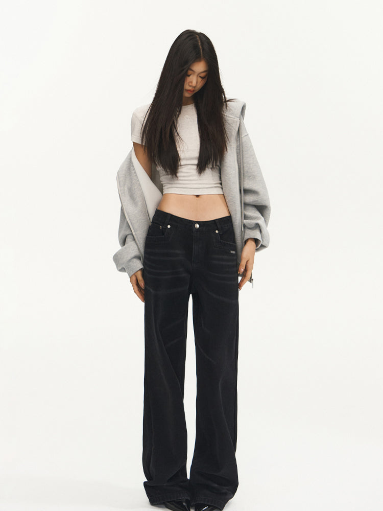 Vintage Low-Waist Loose Straight-Leg Pants