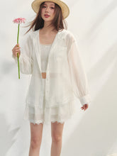 White Lace Panel Hooded Coat & Skirt Set - CHINASQUAD