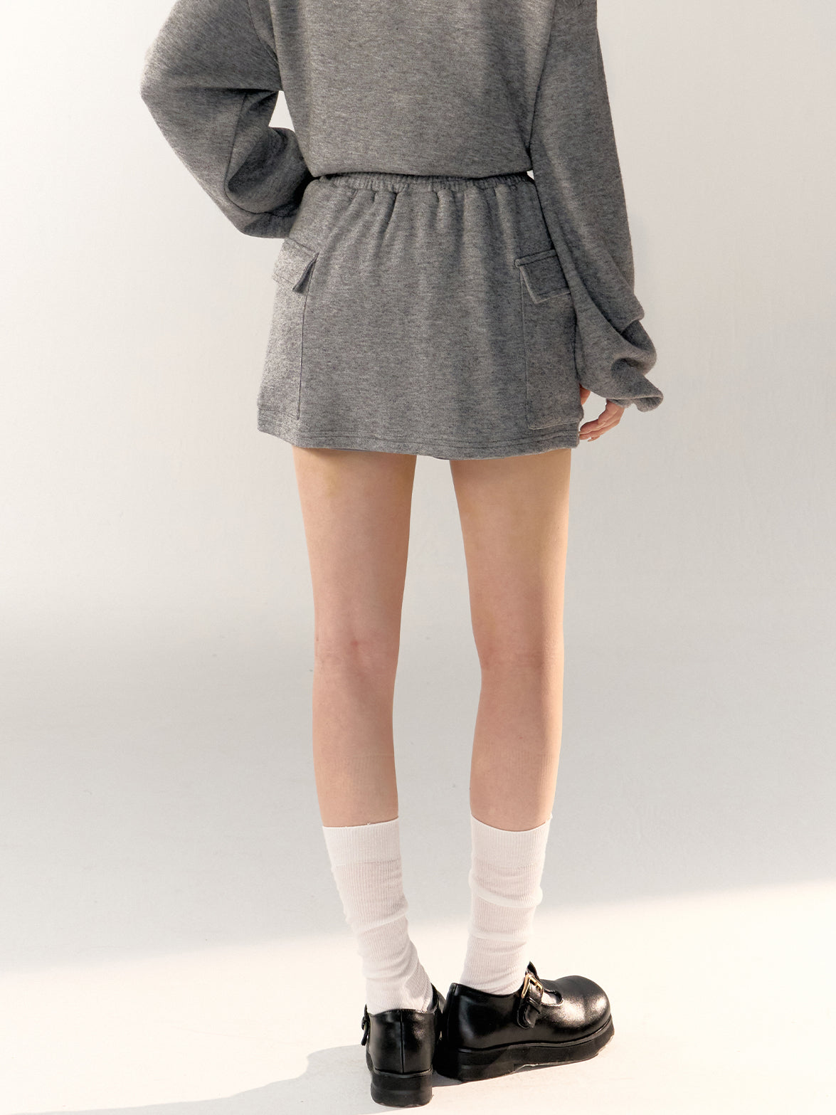 Asymmetric Embroidered Bow Sweatshirt &amp; Skirt Set