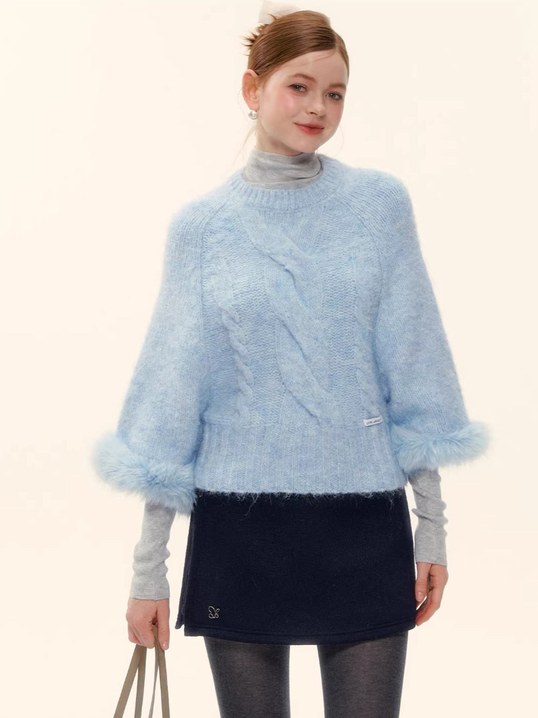 Wool-Blend Cable-Knit Batwing Scarf Sweater