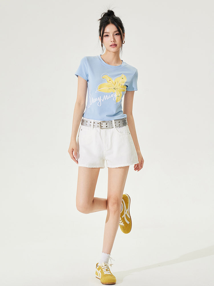 Raw-Edged Cool Denim Shorts - CHINASQUAD