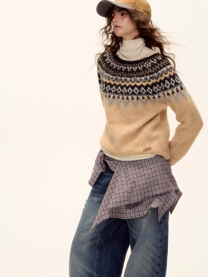 Wool-Blend Fair Isle Knit Sweater