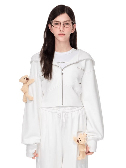 Slim-Fit Cropped Hooded Sweatshirt