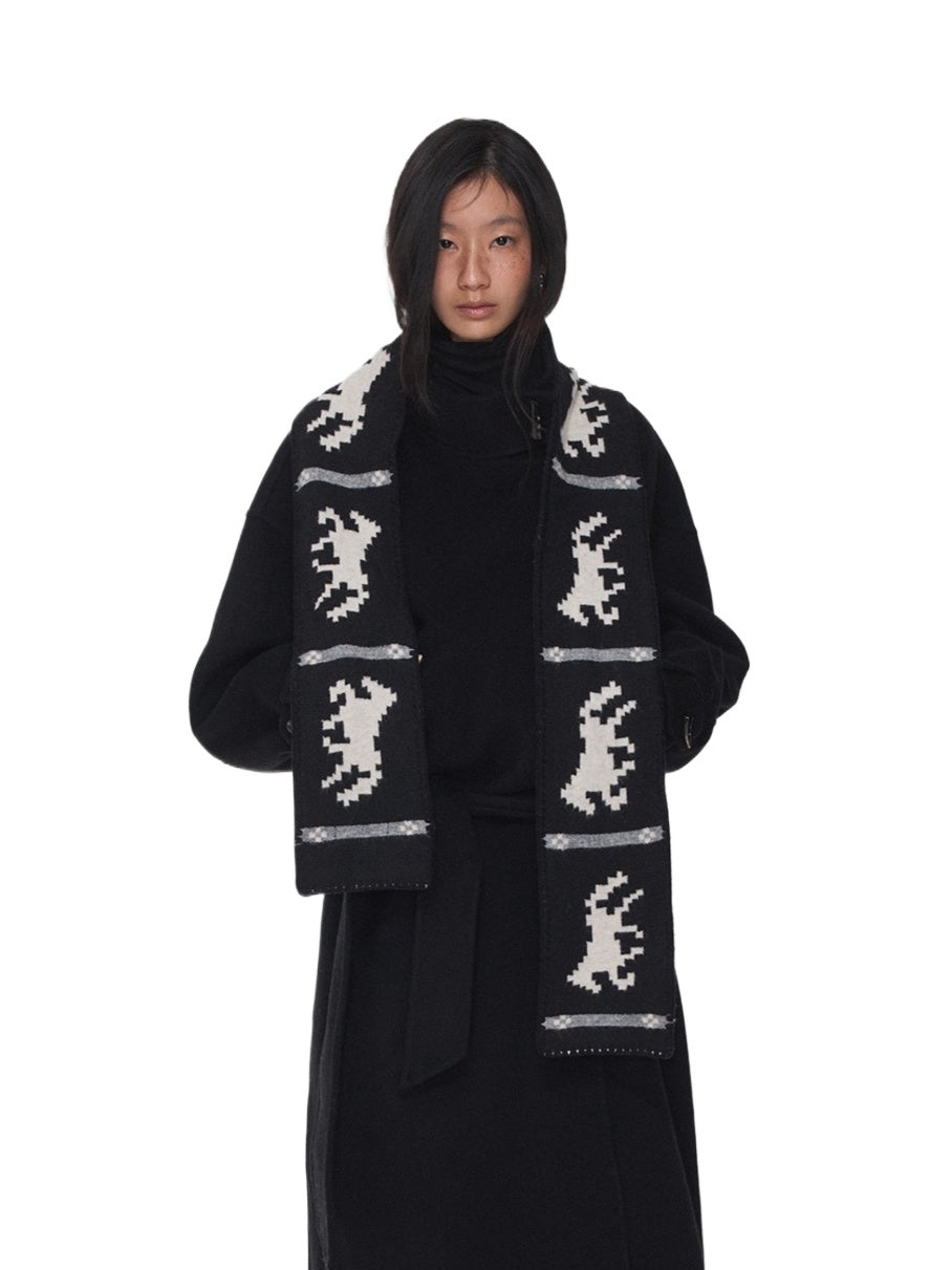 Fair Isle Pony Jacquard Knit Scarf