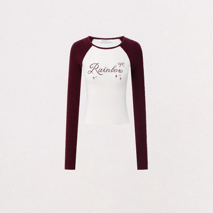 Contrast-Embroidered Raglan T-Shirt