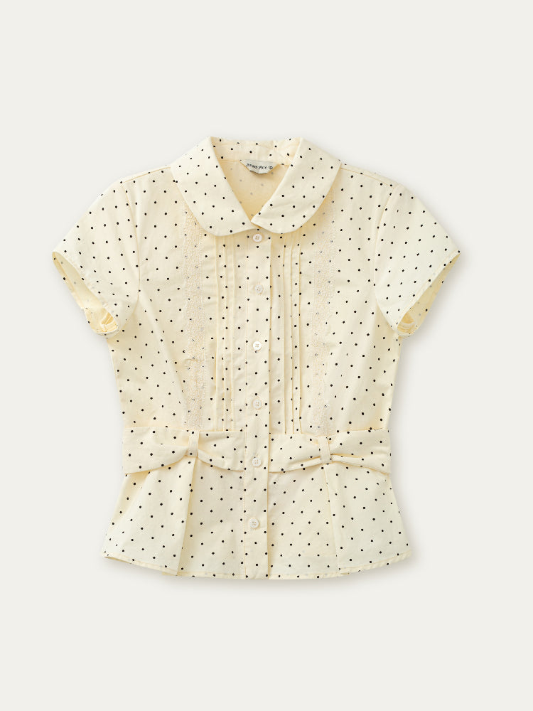 Waist Cinching Bow-Designed Shirt - CHINASQUAD