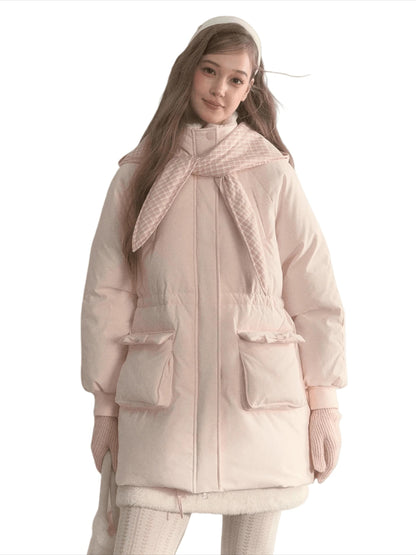 Blush Scarf-Hood Down Coat